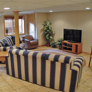 A Finished Basement Living Room Area in Washington, MO & IL
