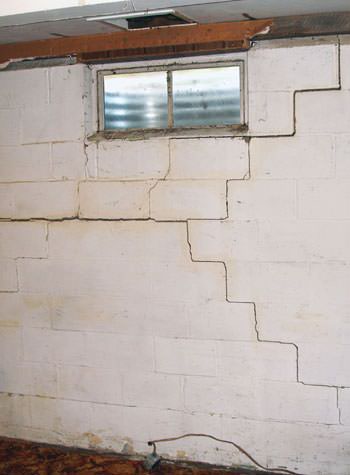 severe bowing and buckling of foundation walls in St Peters