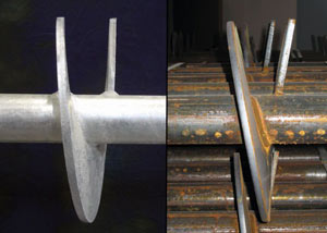 a proper and improper helical blade system in two different foundation piers in Ballwin.