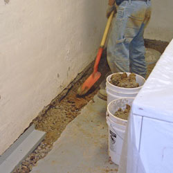 Digging a trench for a French Drain system in St. Louis
