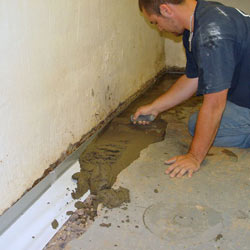 Testing a French drain system in a O'Fallon home.