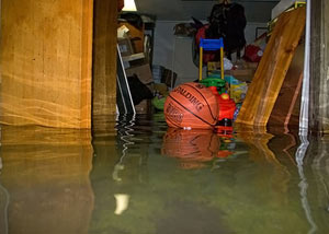 A flooded basement bedroom in Maryland Heights