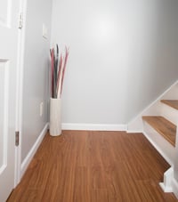 Basement wood-like plank flooring