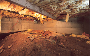 Crawl Space Moisture Barrier before in St. Louis